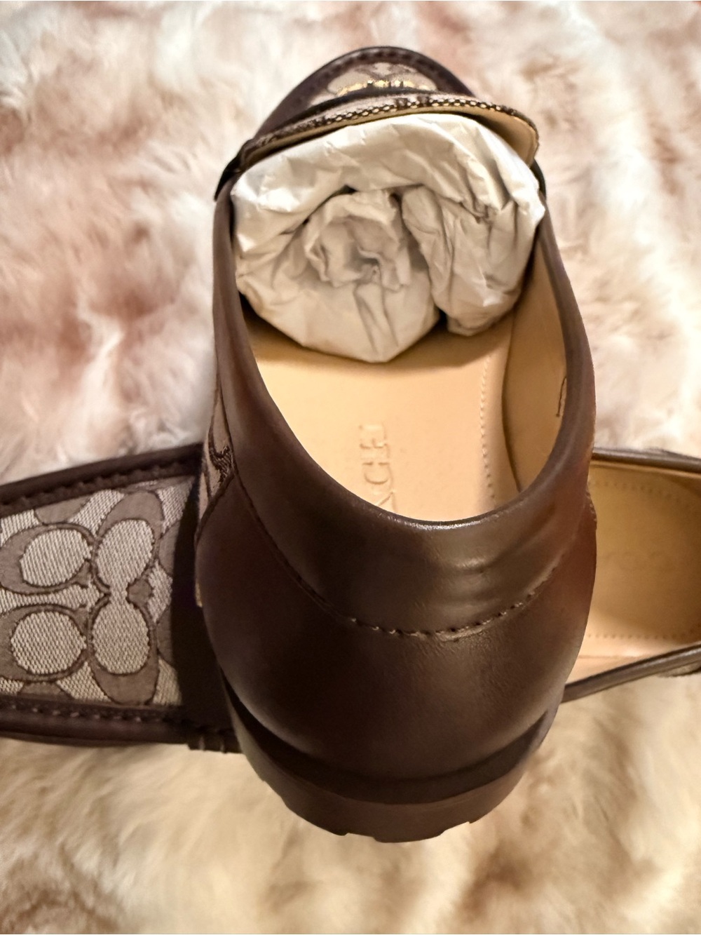 Coach Brown Signature Canvas Women's Penny Loafers with Gold Accent - Picture 8 of 10